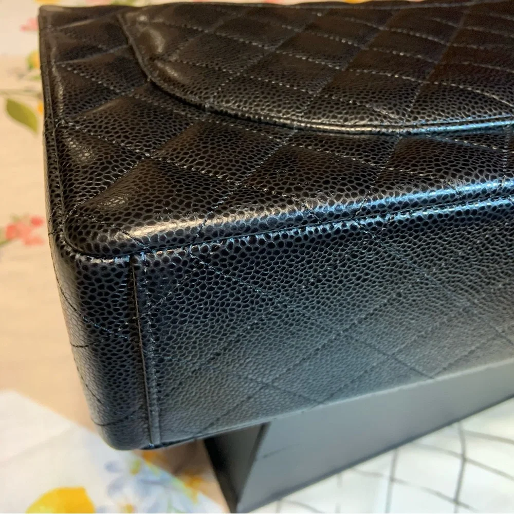 Classic Caviar‎ black Chanel jumbo double flap bag - Picture 13 of 16